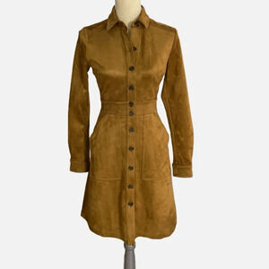 a loves a Button Front Faux Suede Shirt Dress Size XS Brown Above Knee Western